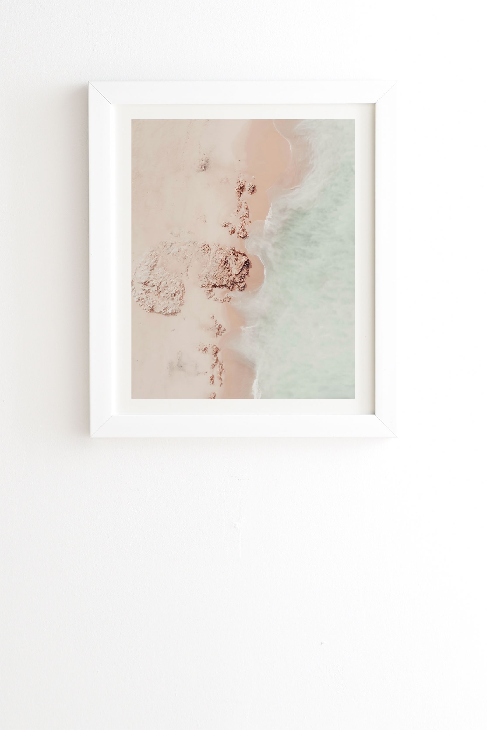 Beach Pink Champagne by Ingrid Beddoes - Framed Wall Art Basic White 11" x 13" - Image 0