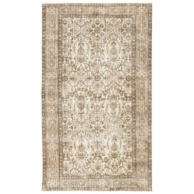 One-of-a-Kind Hand-Knotted 1960s Beige 4'2" x 8'5" Runner Area Rug - Image 0