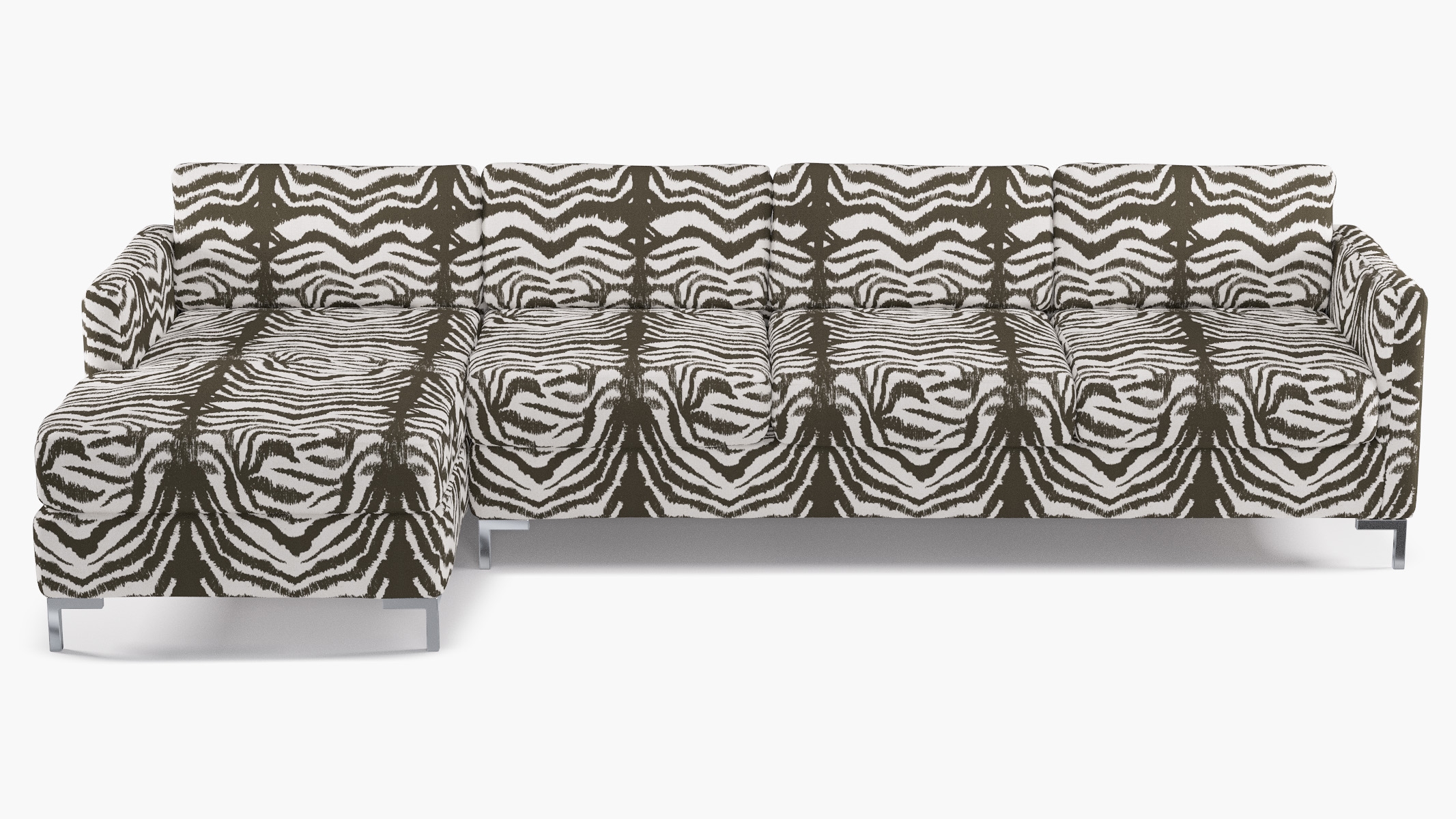 Modern Sectional, Left Facing, Zebra, Chrome L Leg - Image 0