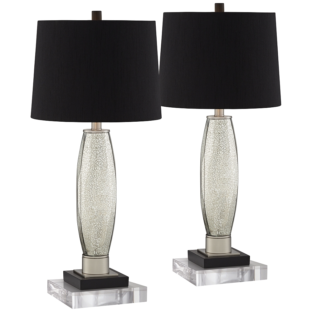 Regency Hill Landro 29" Mercury Glass Table Lamps with Acrylic Risers - Image 0