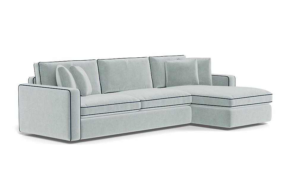 James 3-Seat Right Chaise Sectional with Contrast Piping - Image 1