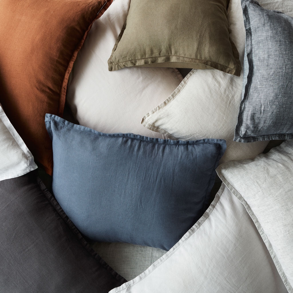 The Citizenry Stonewashed Linen Euro Shams | Indigo Chambray - Image 5