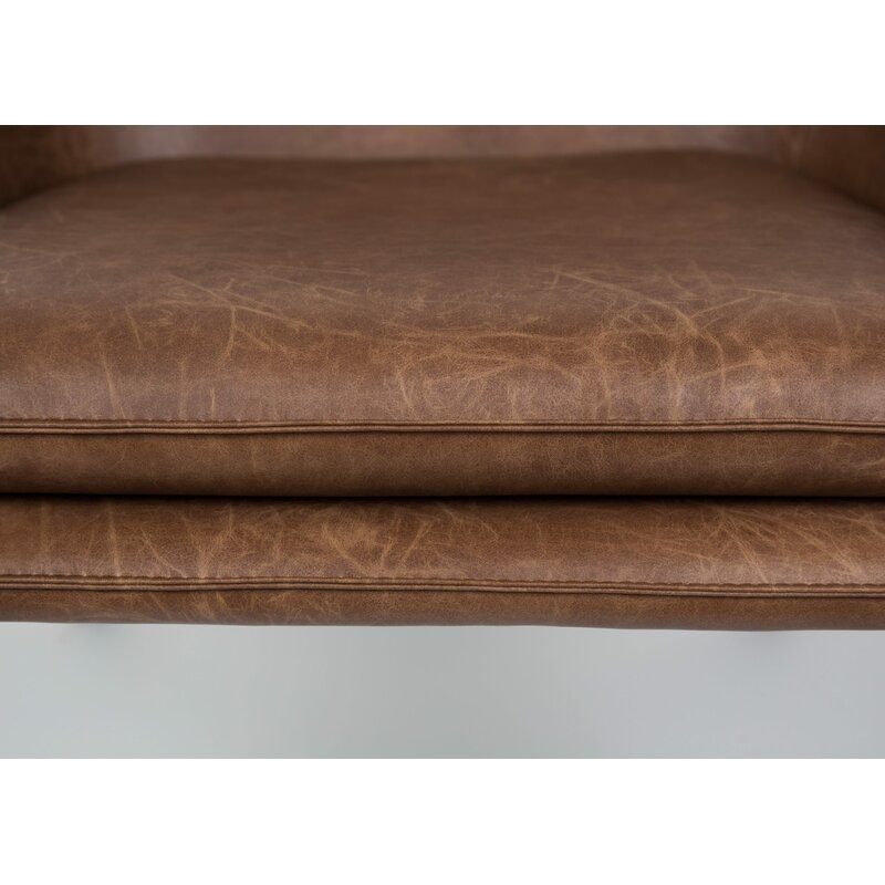 Bon 32'' Wide Armchair, Brown Faux Leather - Image 2