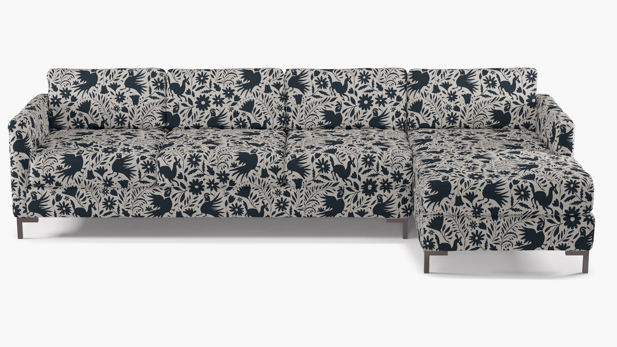 Modern Sectional, Right Facing, Ink Frida, Bronze L Leg - Image 0