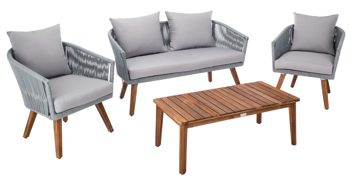 Indoor-Outdoor Velso 4 Pc Living Set - Grey/Grey - Safavieh - Image 7