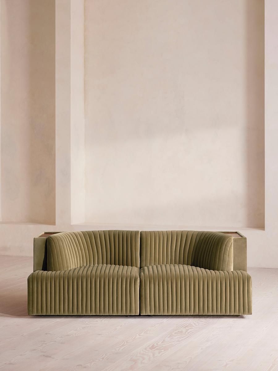 Hamish Sectional Sofa, Three Seater, Velvet, Lichen, US - Image 0