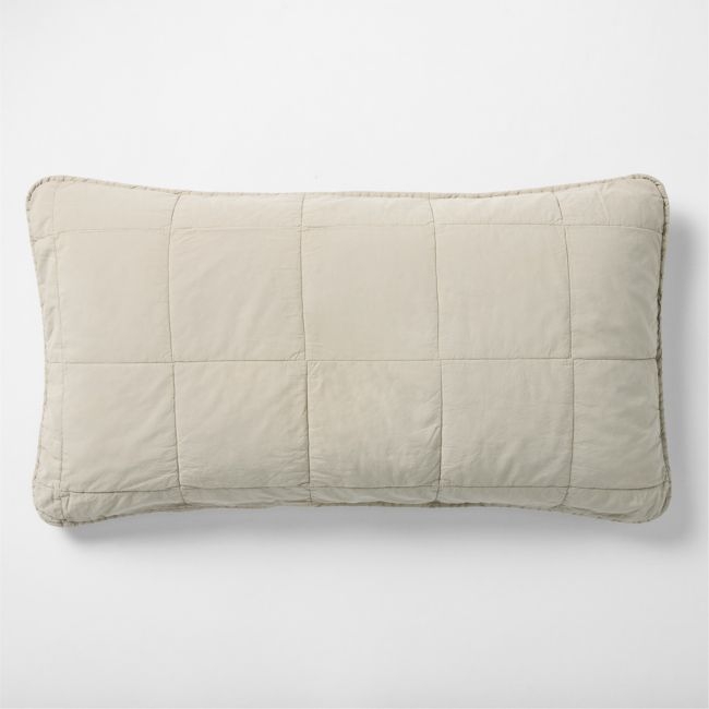 Sunwashed Organic Cotton Fog Grey King Quilted Bed Pillow Sham - Image 0