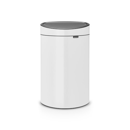 Brabantia Touch Top Trash Can, 10.6 Gallon, White - Image 0
