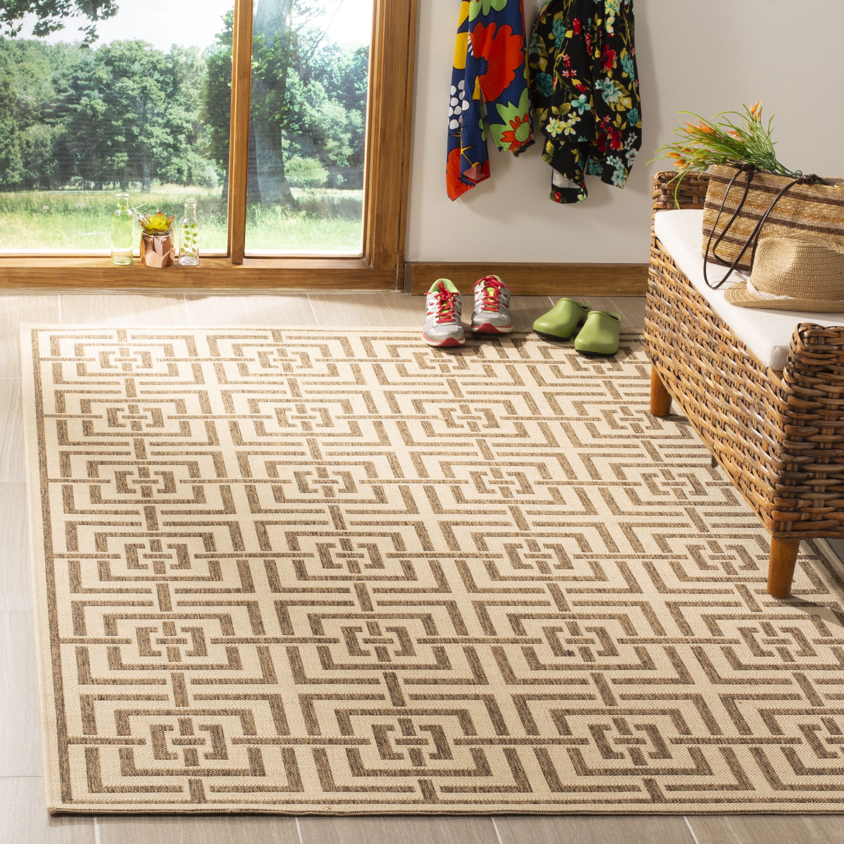 Arlo Home Indoor/Outdoor Woven Area Rug, LND128C, Cream/Beige,  4' X 6' - Image 1