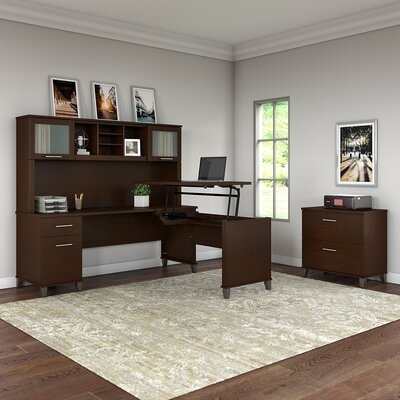 Masala L-Shape Standing Desk with Hutch - Image 0