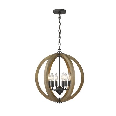 Musab 6 - Light Candle Style Globe Chandelier with Wood Accents - Image 0