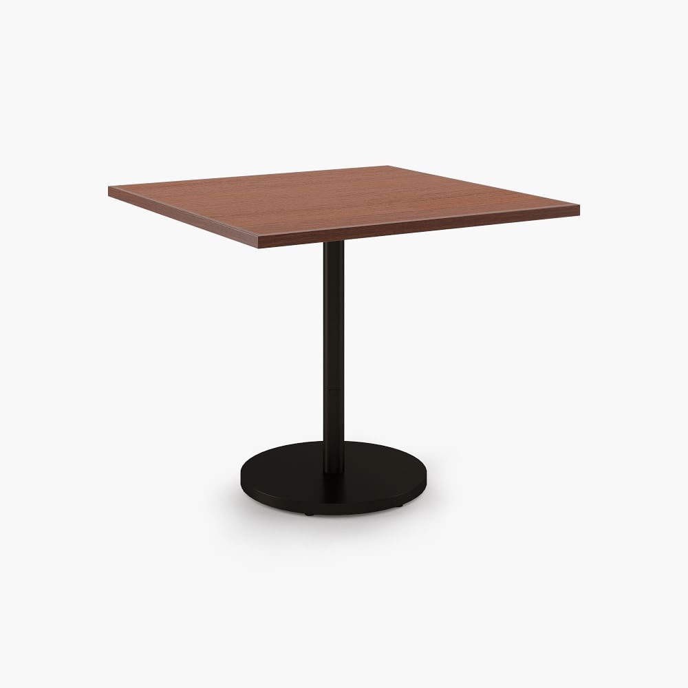 Restaurant Table, Top 36" Square, Dark Walnut, Dining Ht Orbit Base, Bronze/Bronze - Image 0