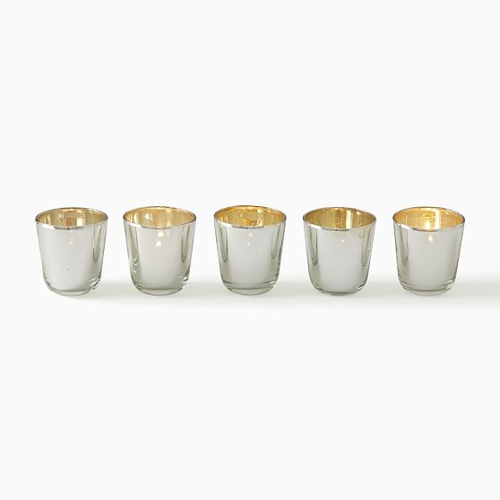 Colored Glass Votives, Silver, Set of 5 - Image 0