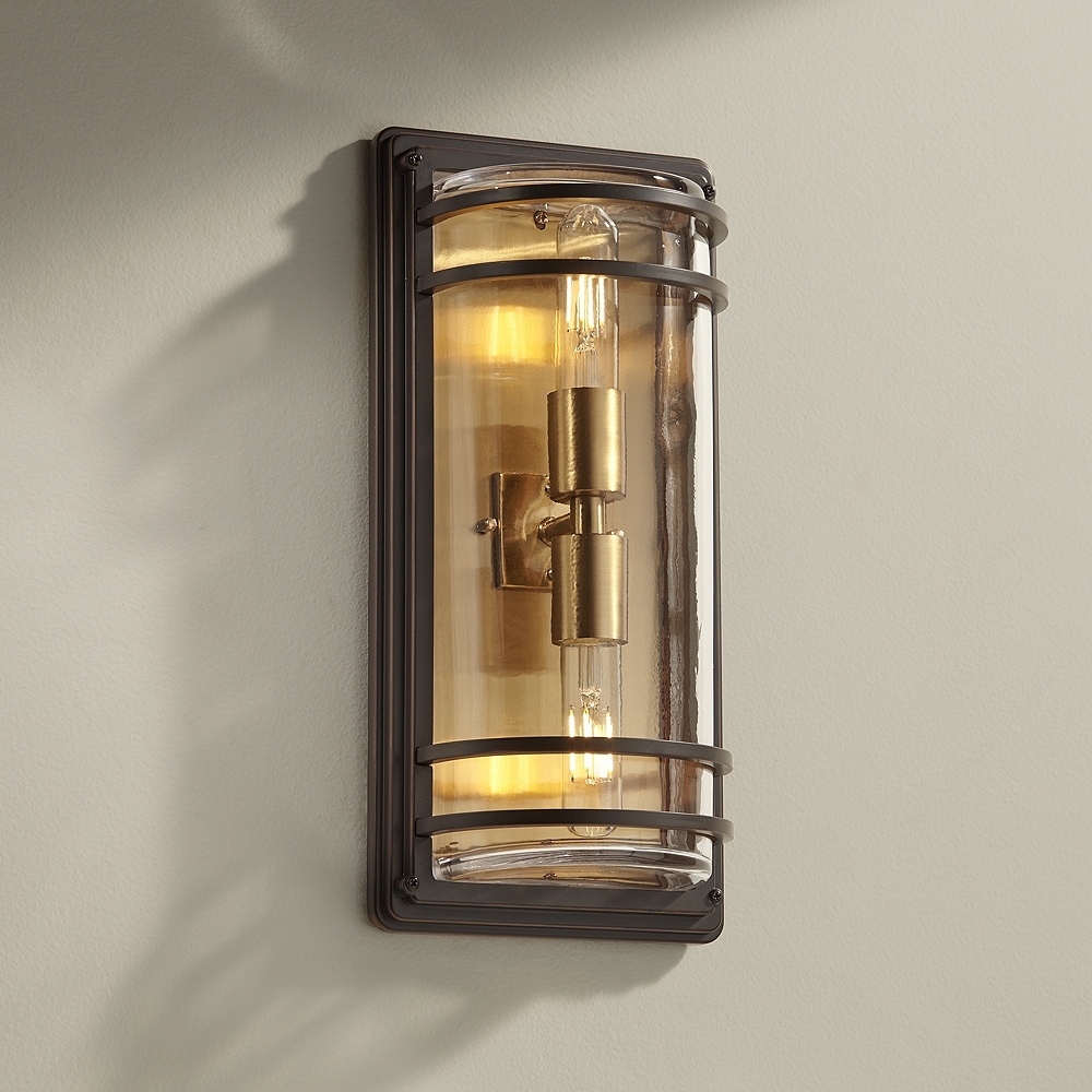 Habitat 16" High Bronze and Brass 2-Light Wall Sconce - Image 0