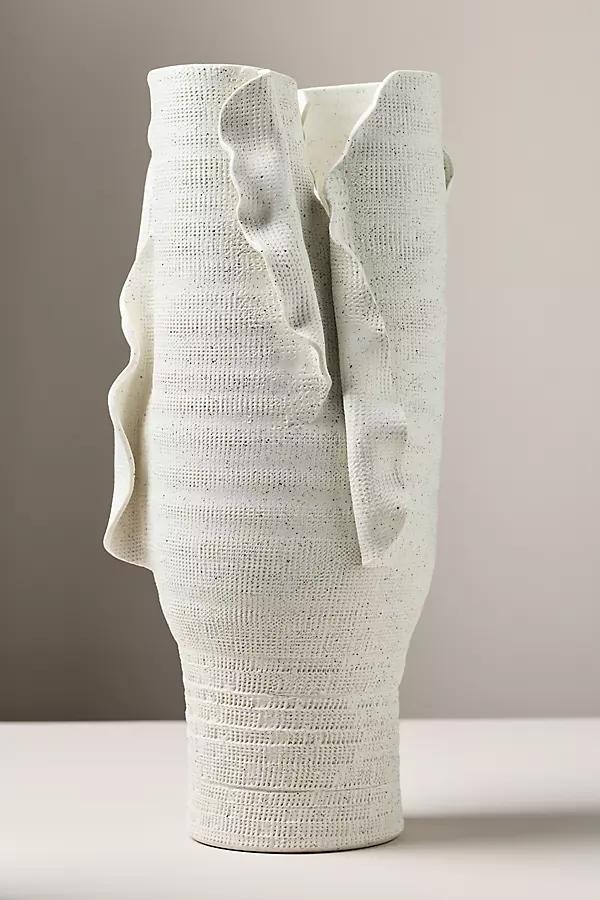 Torn Textured Tall Porcelain Vessel - Image 0