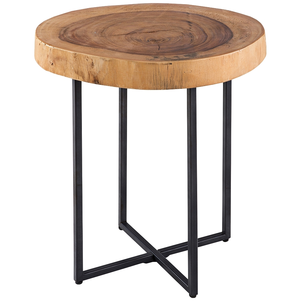 INK + IVY Arcadia 16" Wide Natural and Black Round End Table - Style # 85T48 - Image 0