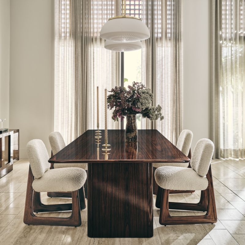 Pula Warm White Boucle Armless Dining Chair Set of 4 - Image 7