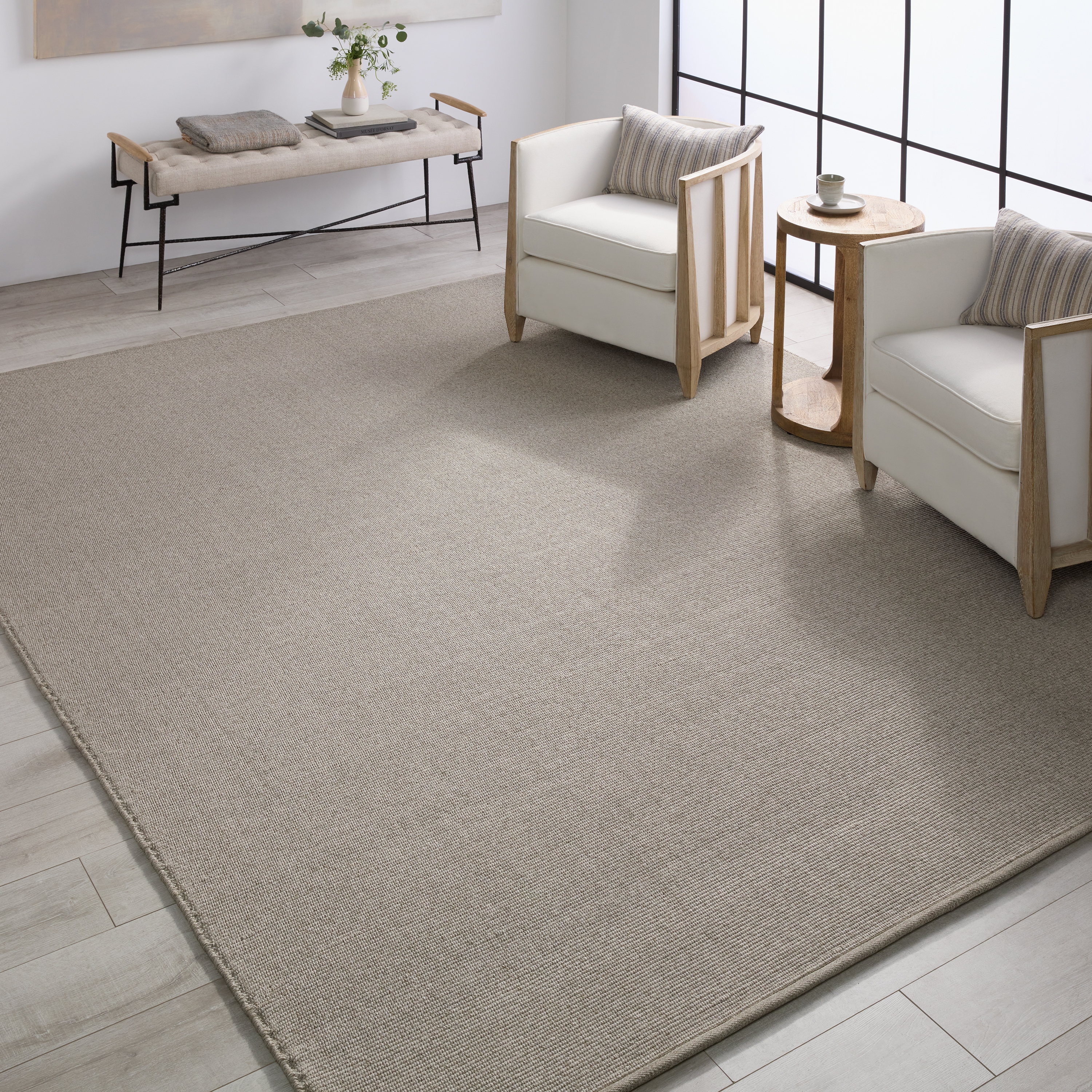 Texel FLI01 Handmade Solid Taupe Area Rug (5'x8') - Image 4
