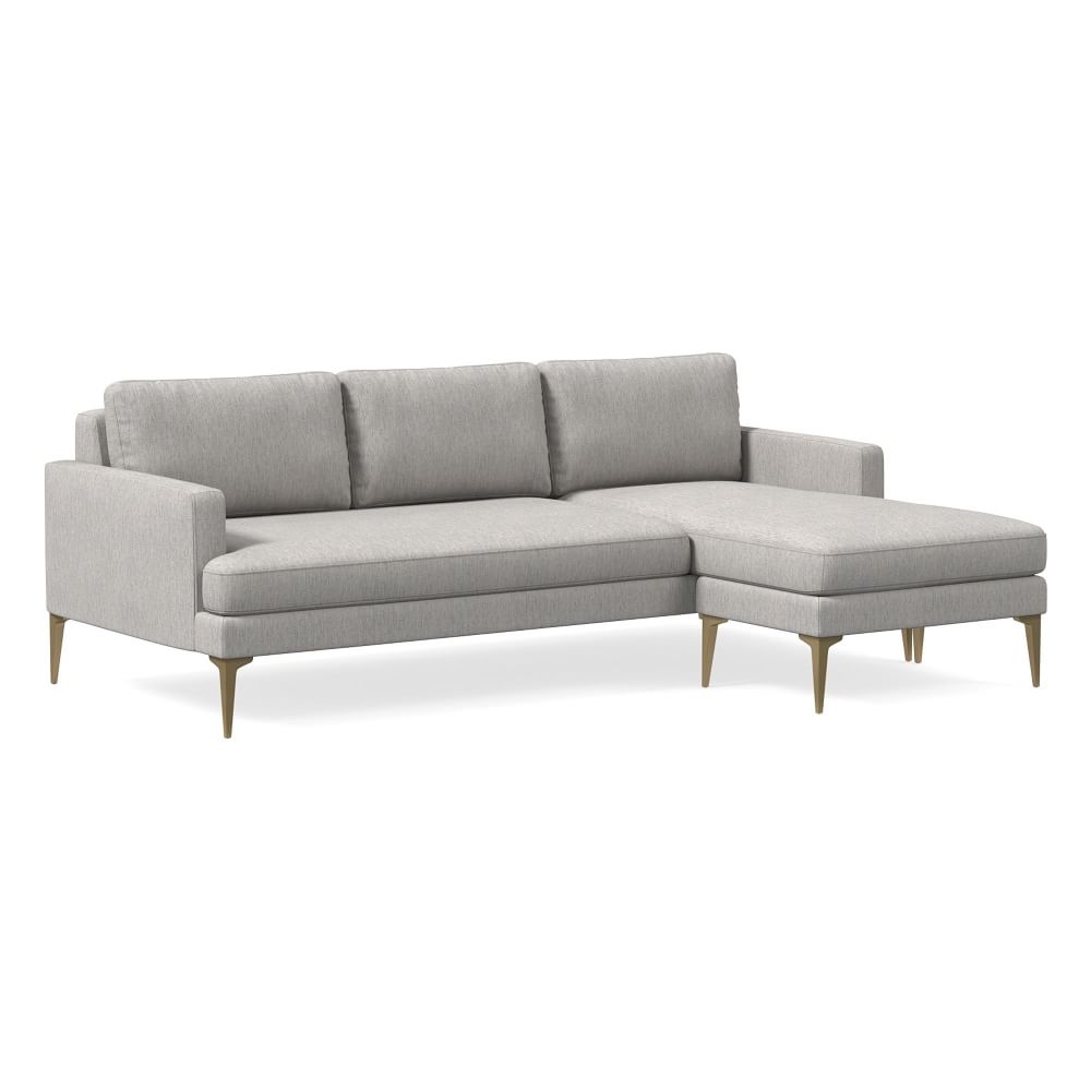 Andes Flip Sectional, Poly, Performance Coastal Linen, Storm Gray, Blackened Brass - Image 0