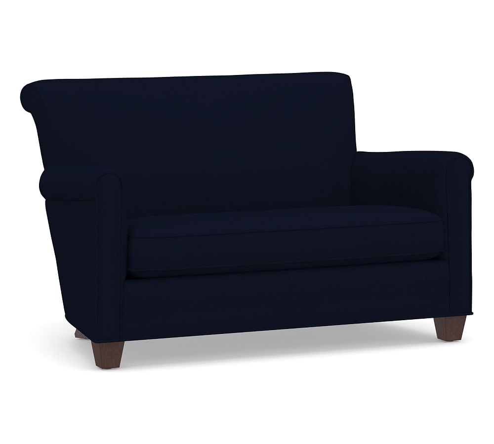 Irving Roll Arm Upholstered Settee, Polyester Wrapped Cushions, Performance Everydaylinen(TM) Navy - Image 0