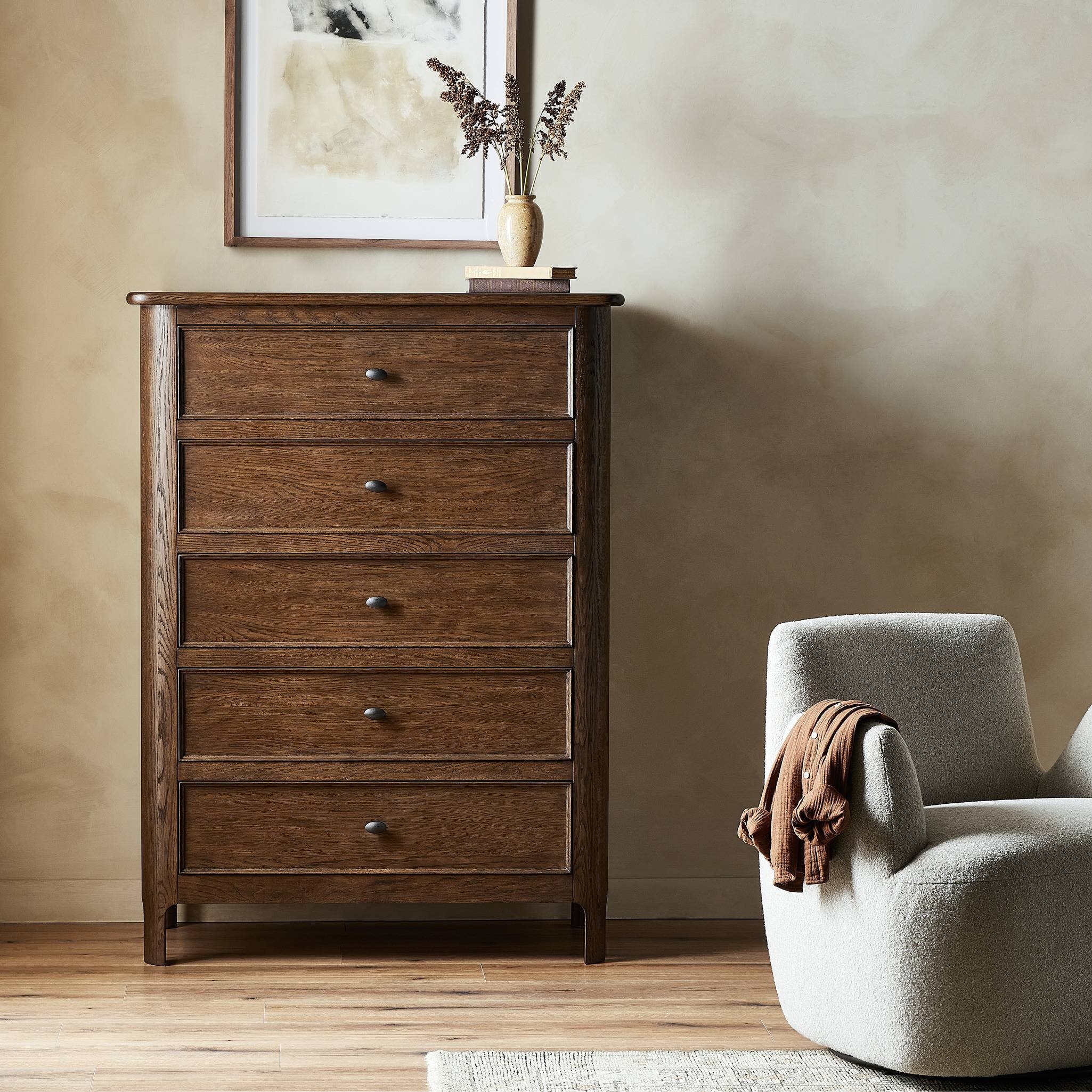 Russ Tall Dresser - Aged Oak Veneer - Image 14