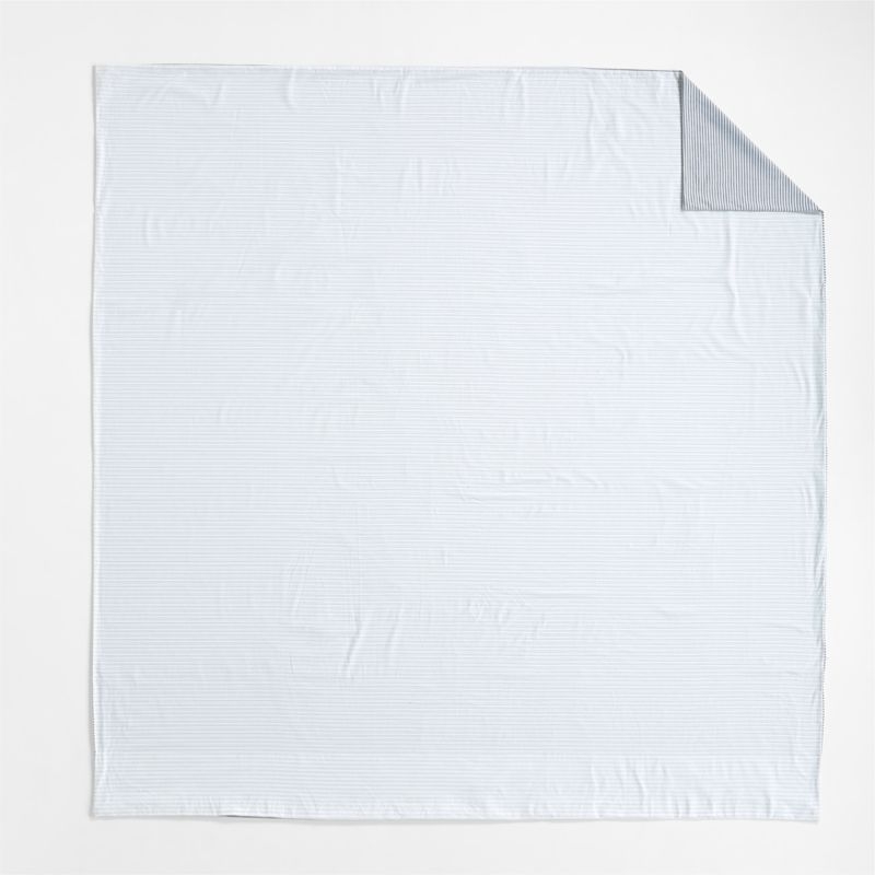 Oxford Shirting Light Indigo Blue Organic Cotton Reversible King Duvet Cover - Image 4