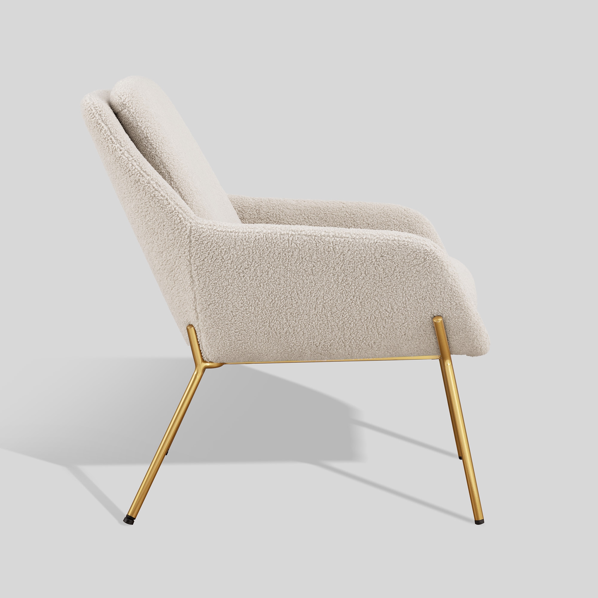 Contemporary Upholstered Accent Chair - Cream/ Gold - Image 3