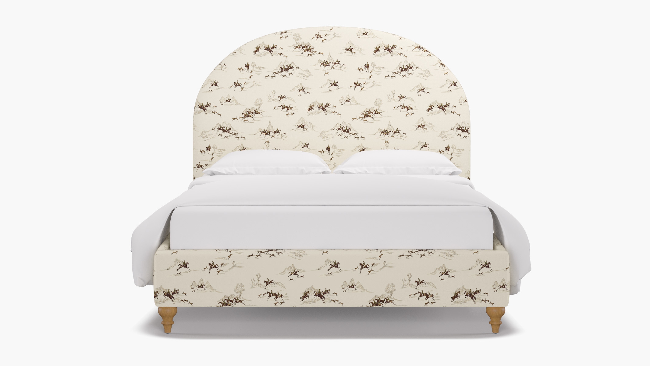 Demilune Bed, Green Cotswold Hunt, Natural Traditional Turned Leg, King - Image 0