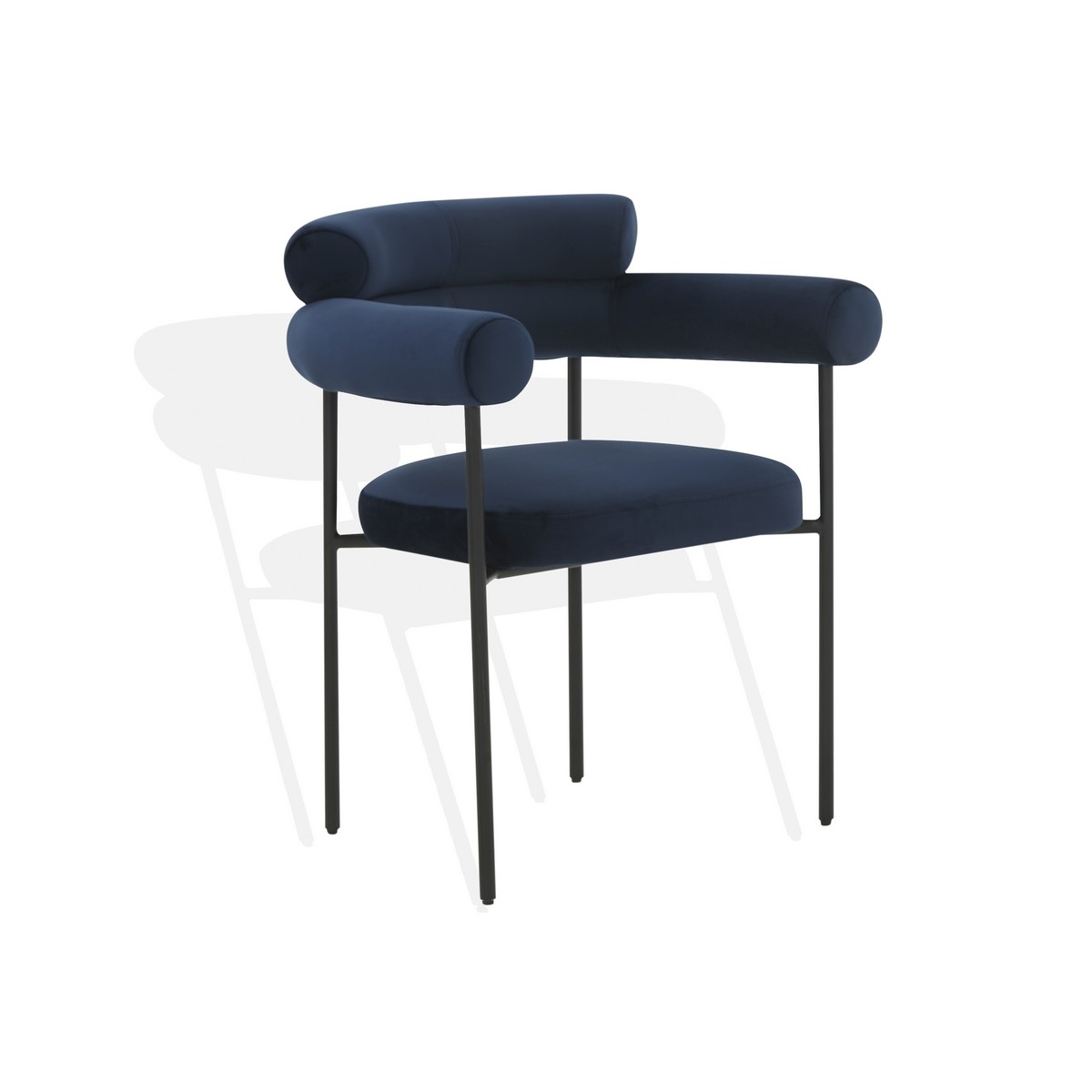 Jaslene Curved Back Dining Chair - Navy / Black - Image 3