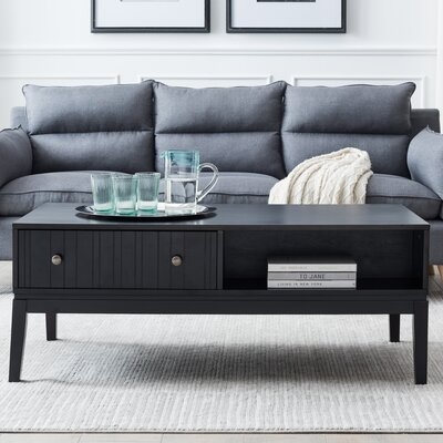 Black Coffee Table With Storage Shelf And 2 Drawer - Image 0