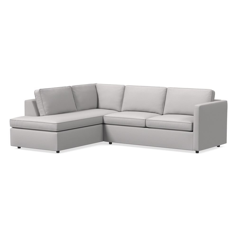 Harris 100" Left Multi Seat 2-Piece Bumper Chaise Sectional, Petite Depth, Chenille Tweed, Frost Gray - Image 0