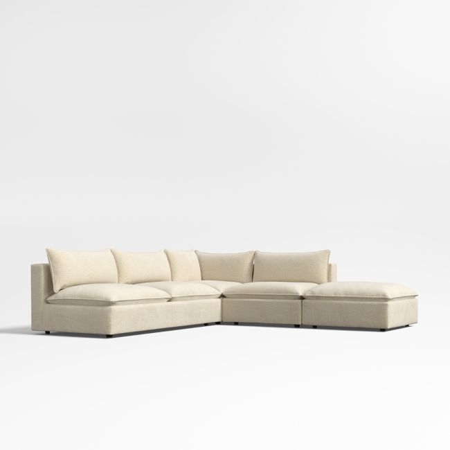 Lotus Deep Modular 4-Piece L-Shaped Sectional Sofa with Ottoman - Image 0