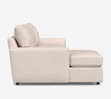 Pearce Modern Square Arm Upholstered Left Arm Loveseat with Chaise Sectional, Down Blend Wrapped Cushions, Performance Heathered Basketweave Platinum - Image 4
