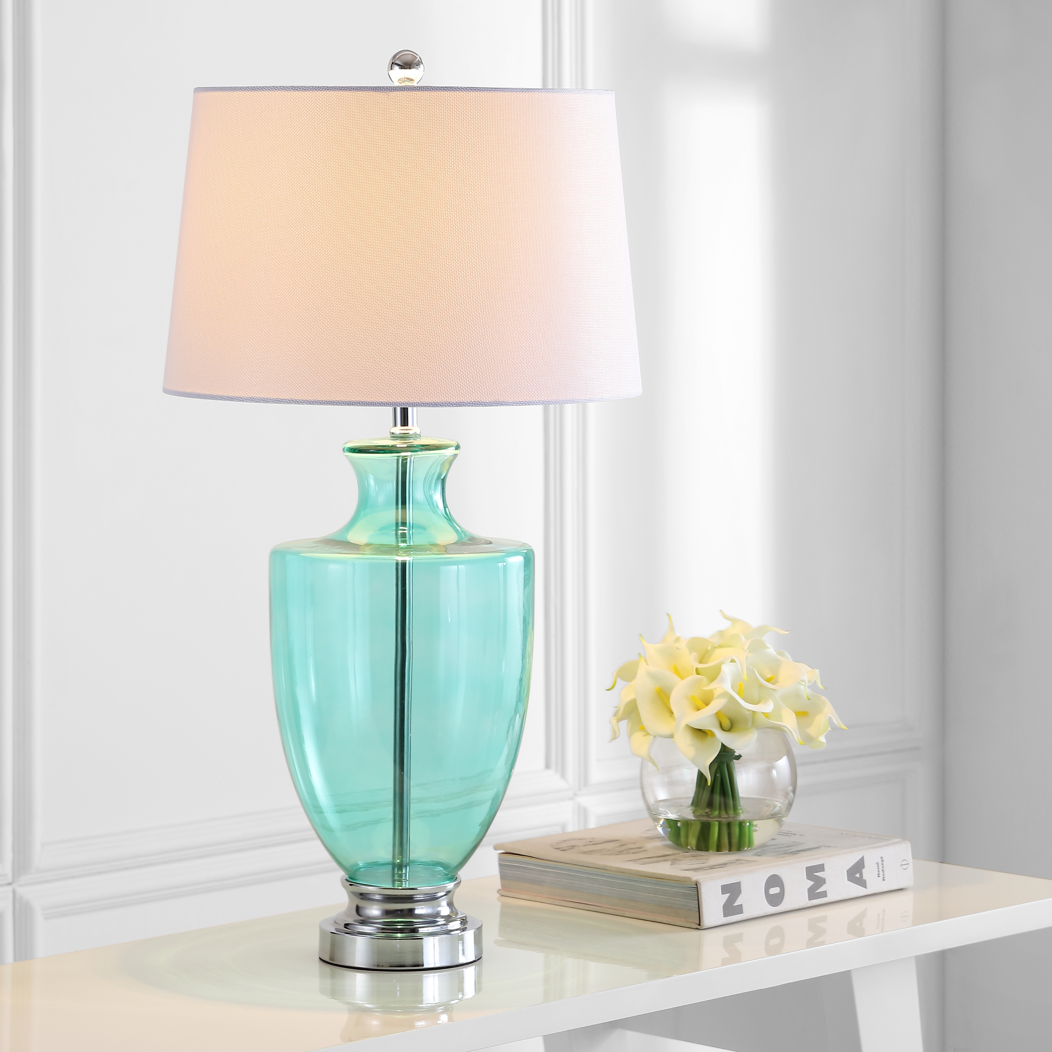 Desiree 30-Inch H Glass Table Lamp - Green - Safavieh - Image 4