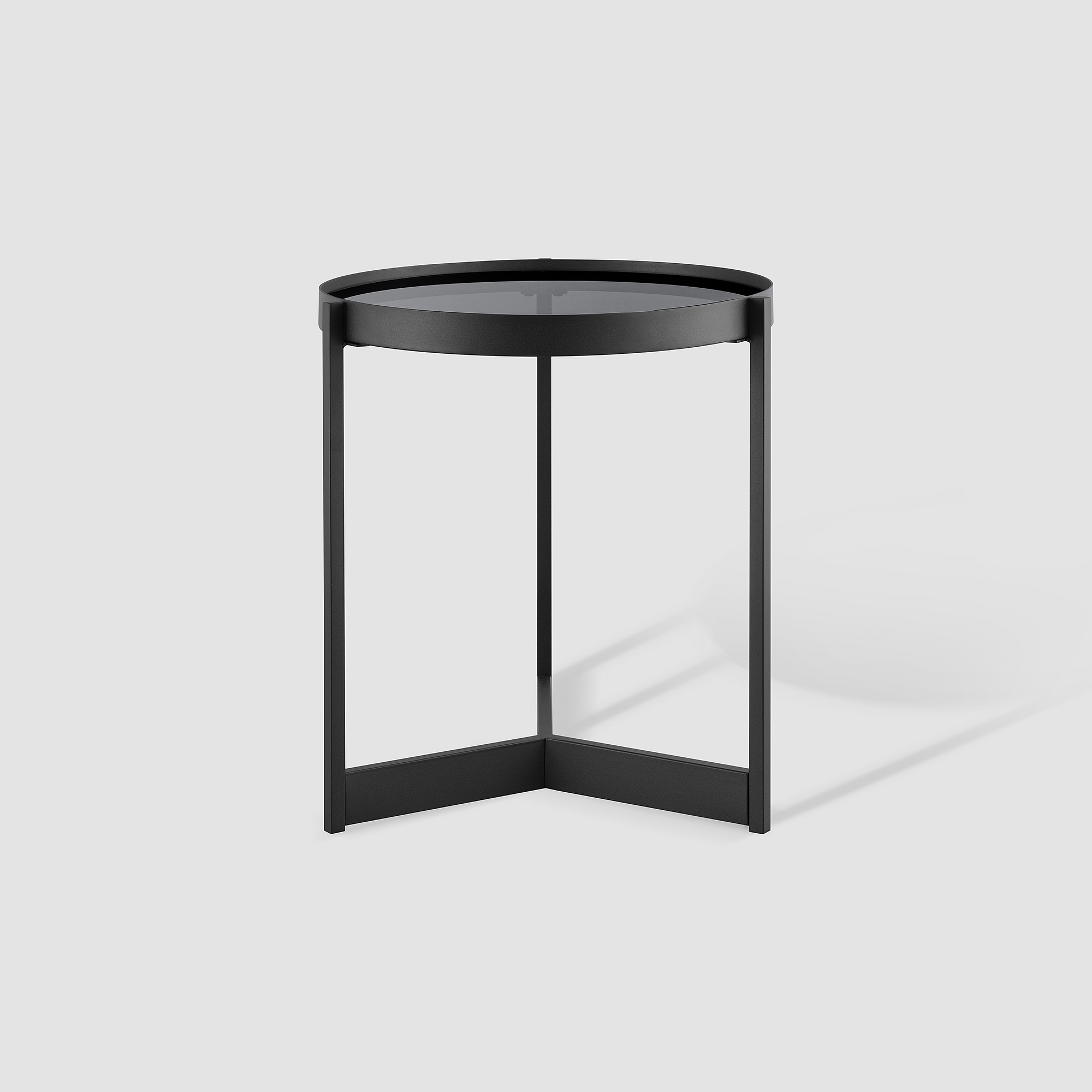 Contemporary Tray-Top Round Side Table – Smoked Glass - Image 3