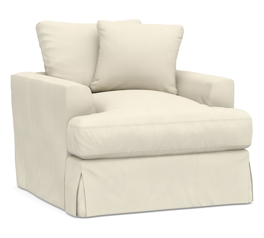 Sullivan Fin Arm Slipcovered Deep Seat Armchair, Down Blend Wrapped Cushions, Park Weave Ivory - Image 0
