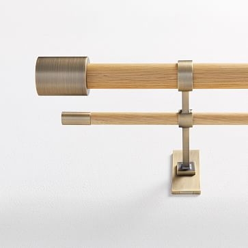 Mid-Century Rod, Double Rod Oak/Antique Brass, 44"-108" - Image 0