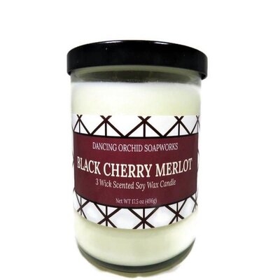 Soy Wax Black Cherry Merlot Scented Jar Candle - Image 0