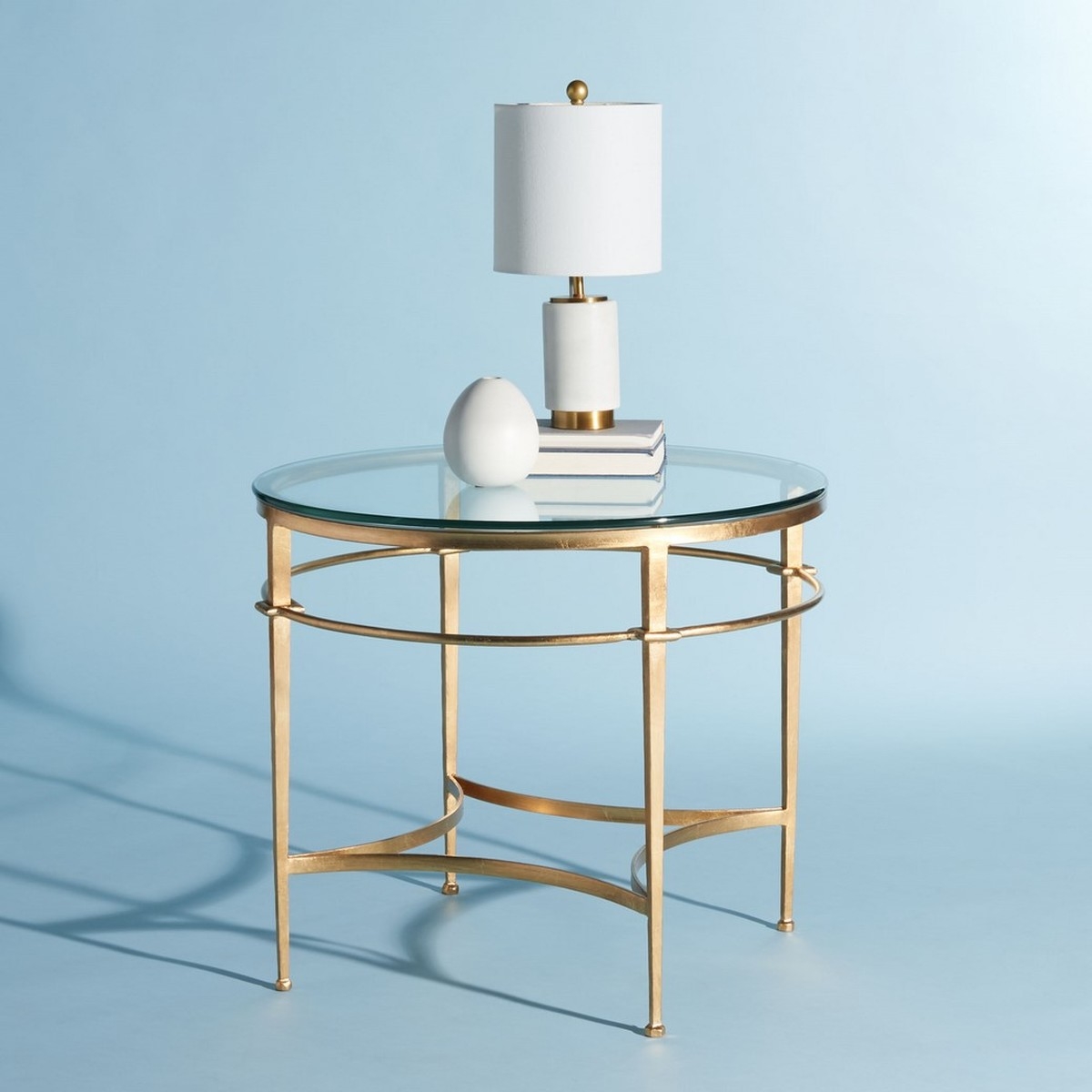 Ingmar Round Glass Side Table - Gold - Arlo Home - Image 2