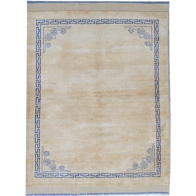 One-of-a-Kind Hand-Knotted Beige 5'1" x 6'5" Wool Area Rug - Image 0