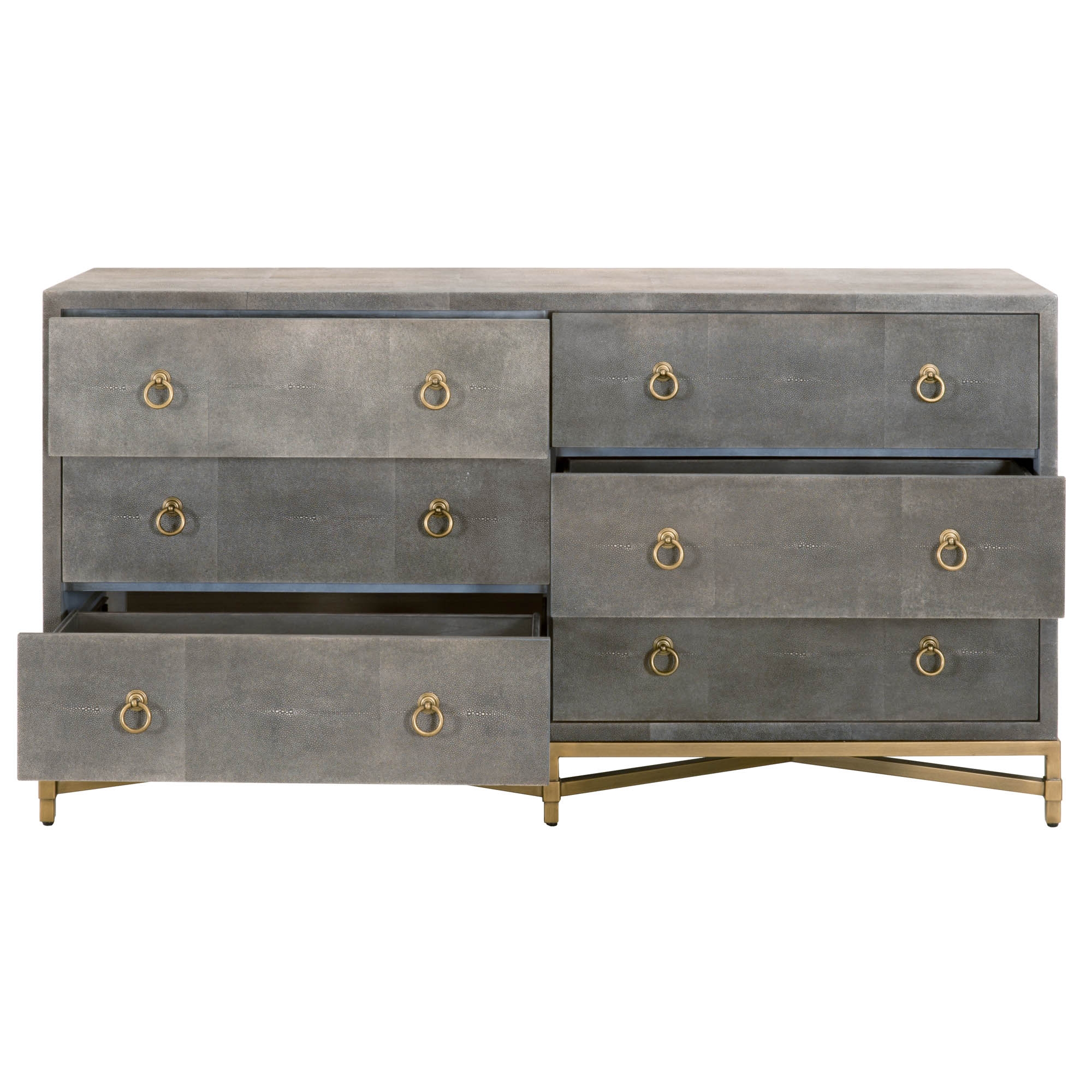 Colette Shagreen 6-Drawer Double Dresser, Gray - Image 1