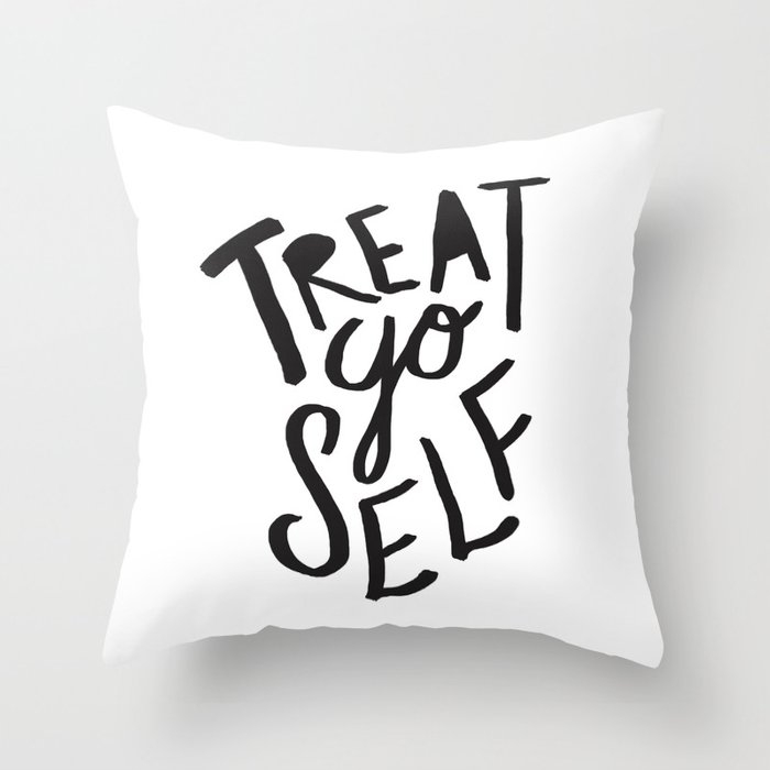 Treat Yo Self Couch Throw Pillow by Leah Flores - Cover (18" x 18") with pillow insert - Outdoor Pillow - Image 0