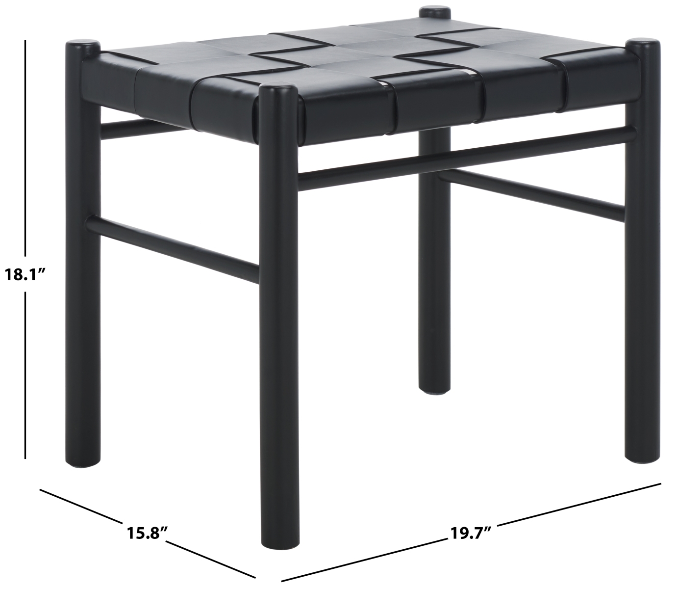 Devnie Woven Leather Ottoman - Black - Image 7