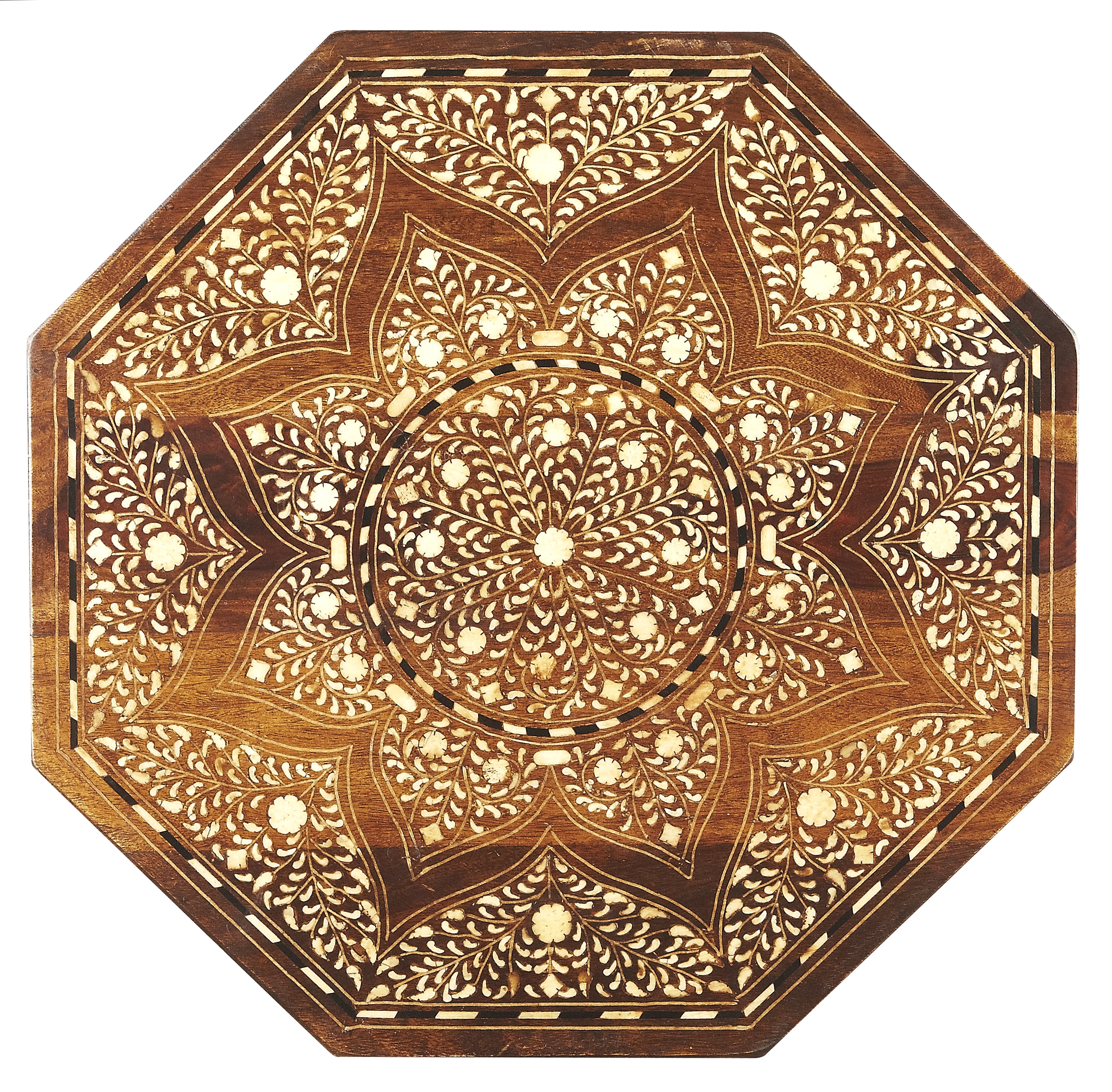 Rashmi Wood & Bone Inlay Side Table - Image 2