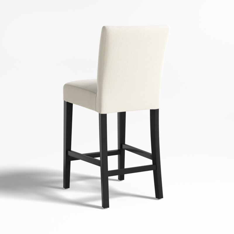 Lowe Ivory Upholstered Counter Stool with Ebony Wood Legs - Image 3