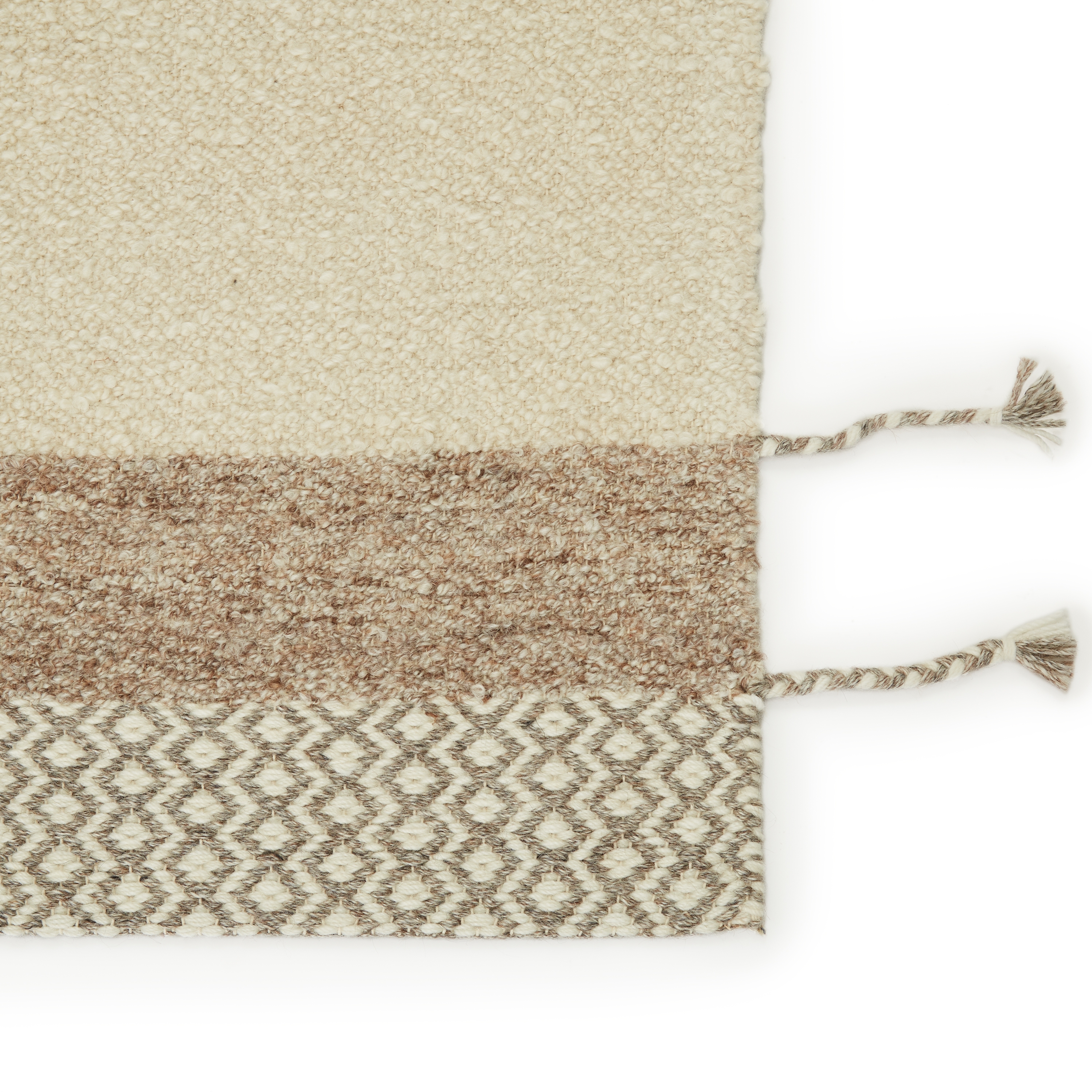 Calva Handmade Geometric Cream/ Light Tan Area Rug (5'X8') - Image 3