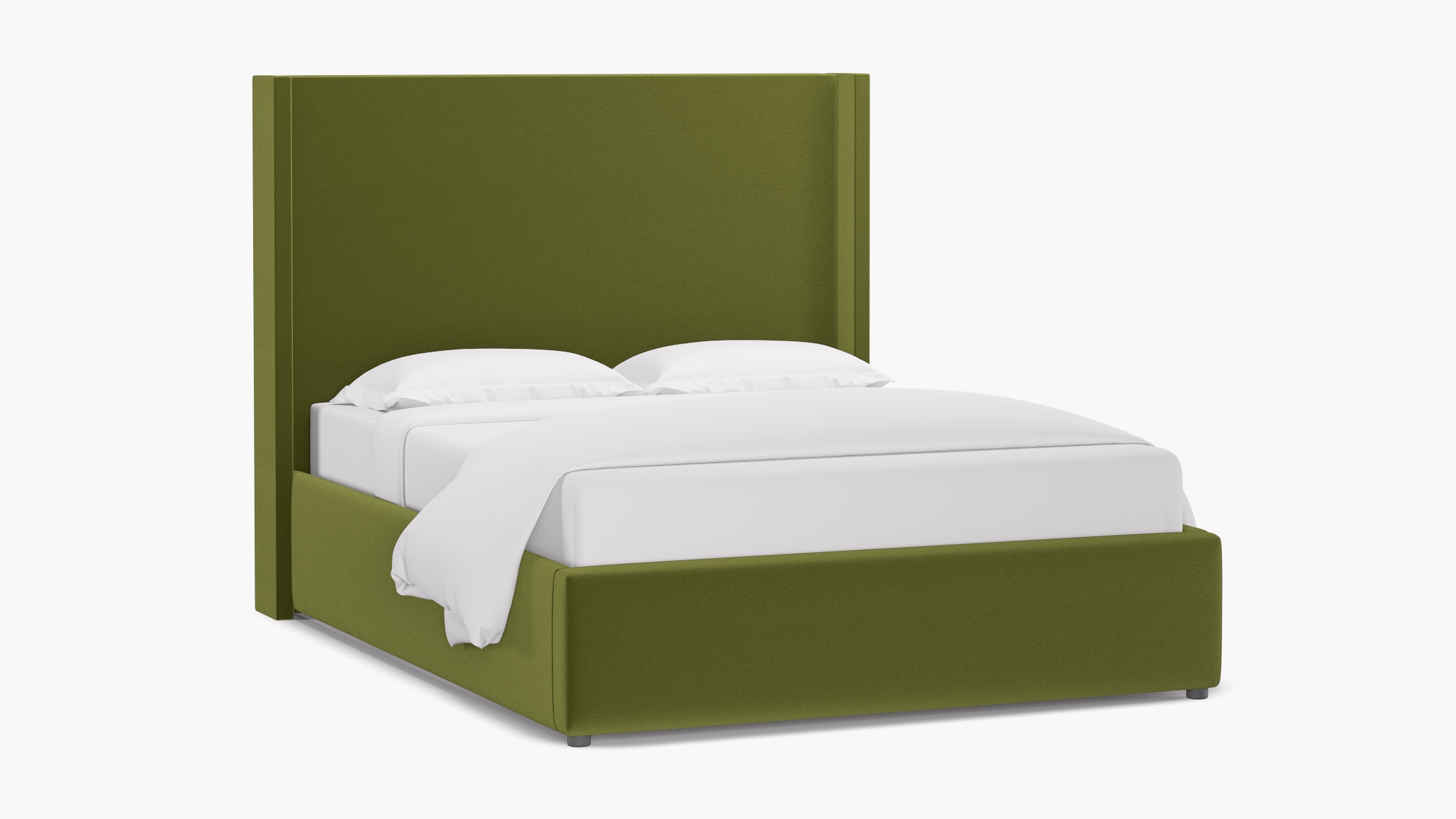 Modern Wingback Bed, Sage Performance Velvet, Queen - Image 1