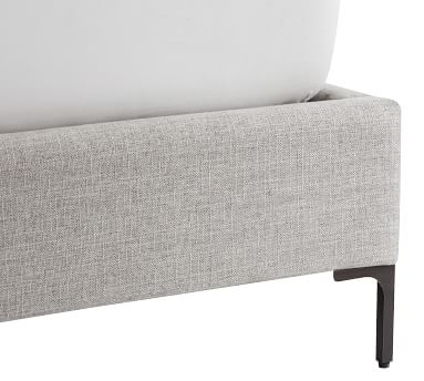 Jake Upholstered Bed, Tall Headboard 47"h with Bronze Legs, Queen, Performance Heathered Tweed Ivory - Image 1