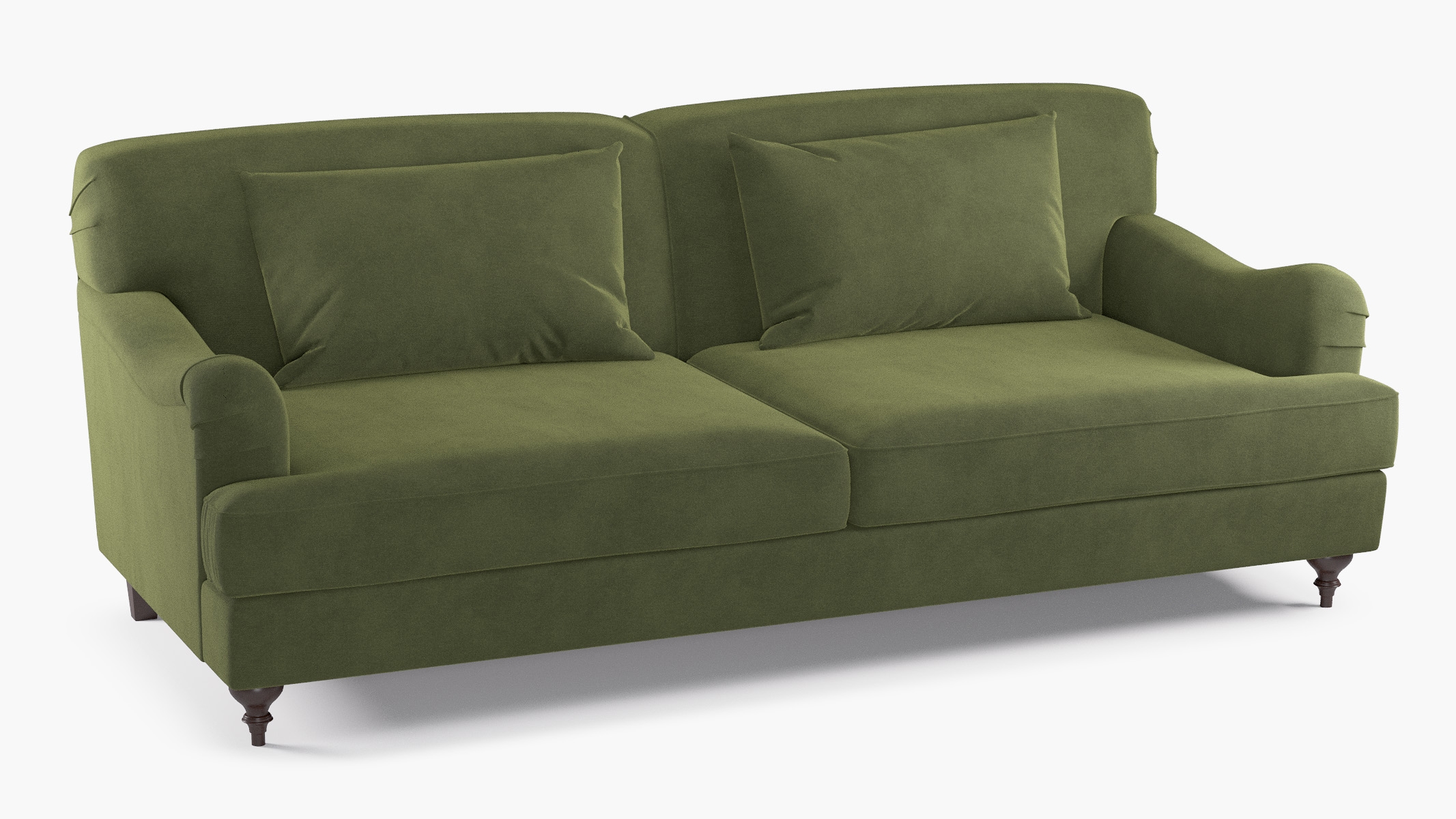 English Roll Arm Sofa, Zucchini Luxe Velvet, Walnut - Image 1