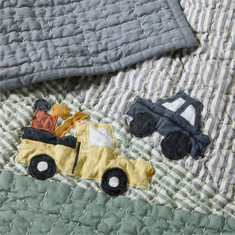 Wheely Cool Embroidered Organic Cotton Kids Full/Queen Quilt - Image 4
